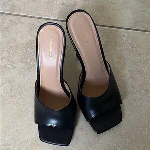 Black Square Toe Mule High Heels